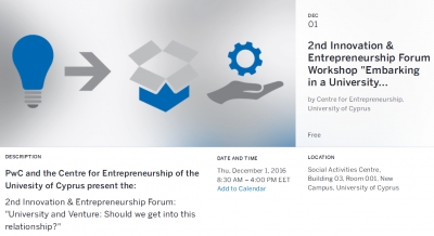 2nd Innovation &amp; Entrepreneurship Forum: &quot;University and Venture: Should we get into this relationship?&quot;